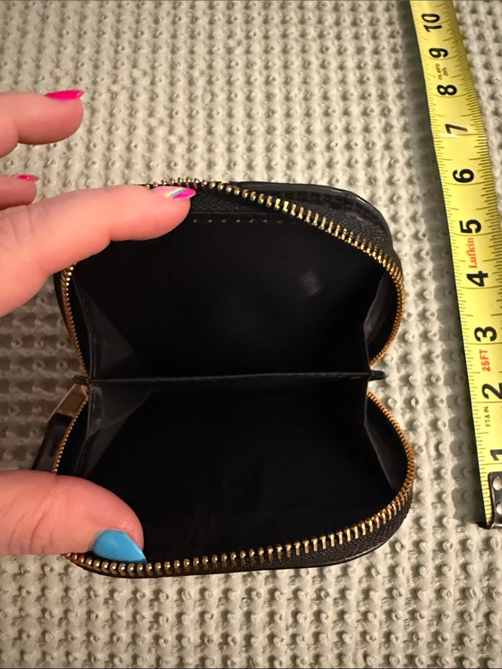 Black Leather Zip Coin Pouch Wallet - Men Bags